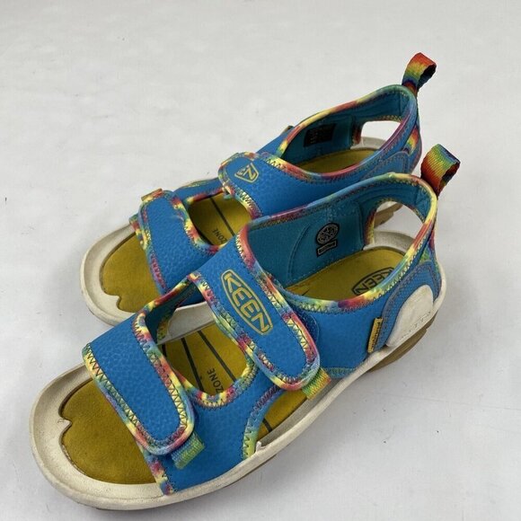Keen Knotch River Creek Strappy Sandals Size Youth 1 Blue 1025647 Hook And Loop - Picture 2 of 9